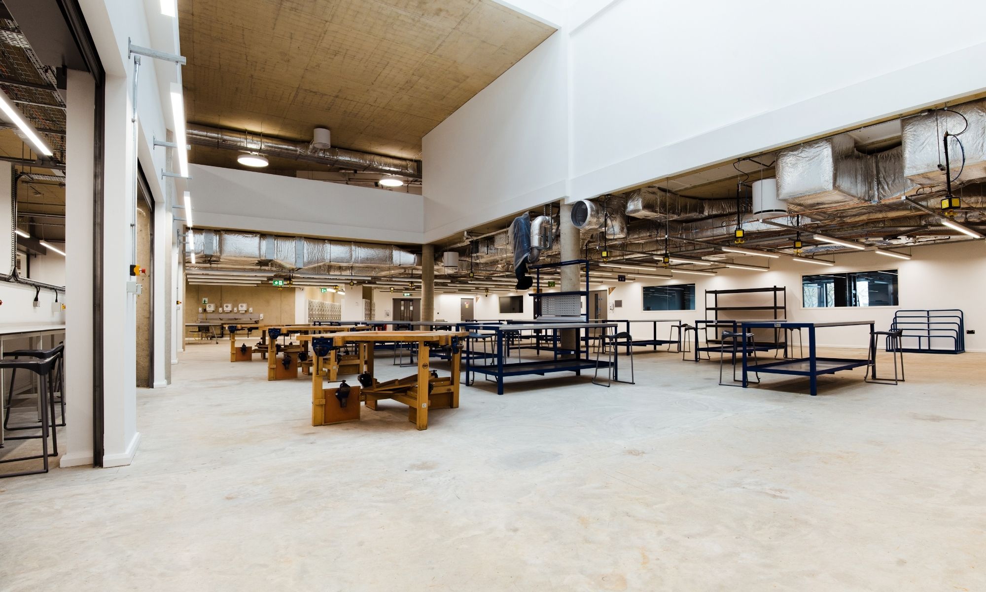Overview of brand new facilities in image is work benches.